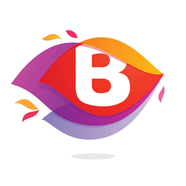 Letter B in flame intersection icon. Colorful vector alphabet for app icon, card, labels or posters. fire letter b stock illustrations