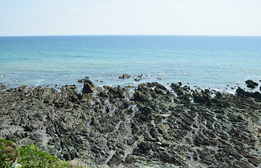Images of the South Cornish coast, beach and rocks.