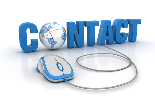 CONTACT Word with Computer Mouse on White Background