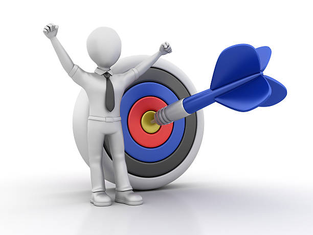 Red Target Character 160+ 3d Man Achieves The Goal Of Target On Red Arrow Stock Photos ...