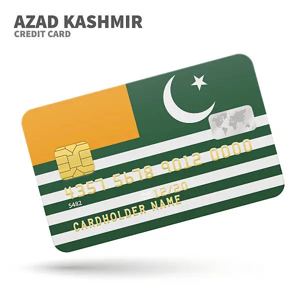 Vector illustration of Credit card with Azad Kashmir flag background for bank, presentations