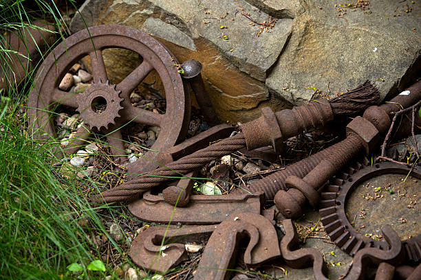 istock Rusty steel railroad and farm artifacts from the past 540126454