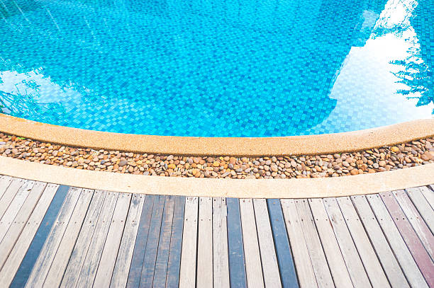 istock Hotel swimming pool with sunny reflections. 540127094