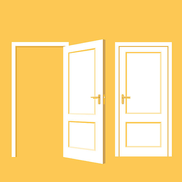 Isolated doors. Realistic vector illustration Isolated objects. Open door. Close door. Realistic vector illustration. Wooden door vehicle door stock illustrations