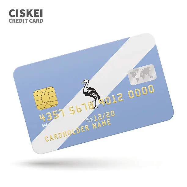 Vector illustration of Credit card with Ciskei flag background for bank, presentations and