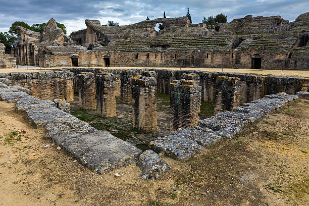 Italica, S. Roman amphitheater of Italica in Santiponce. Sevilla. Spain. italica spain stock pictures, royalty-free photos & images