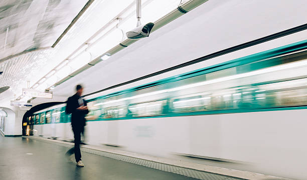 am bahnhof - train subway station people subway train stock-fotos und bilder