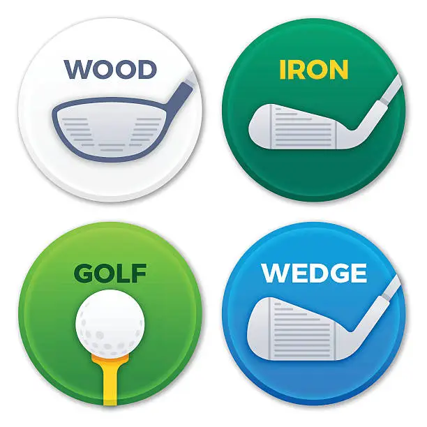 Vector illustration of Golfing Clubs Symbols and Icons