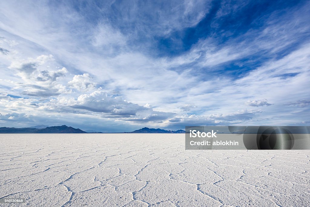 White Salt Flats near Salt Lake City, Utah Wide Angle Closeup of White Salt Flats during sunset near Salt Lake City, Utah Salt Flat Stock Photo