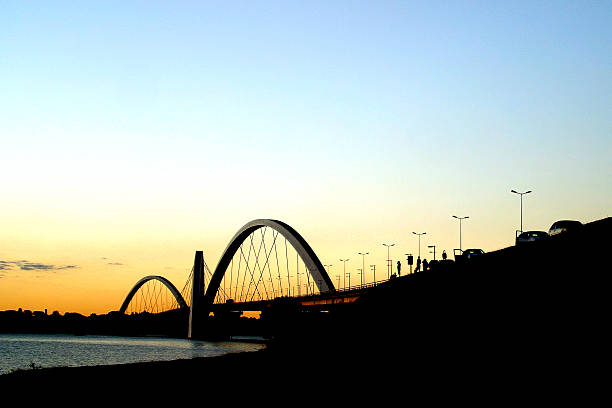 JK Bridge Silhouette on Sunset Brasilia Brazil