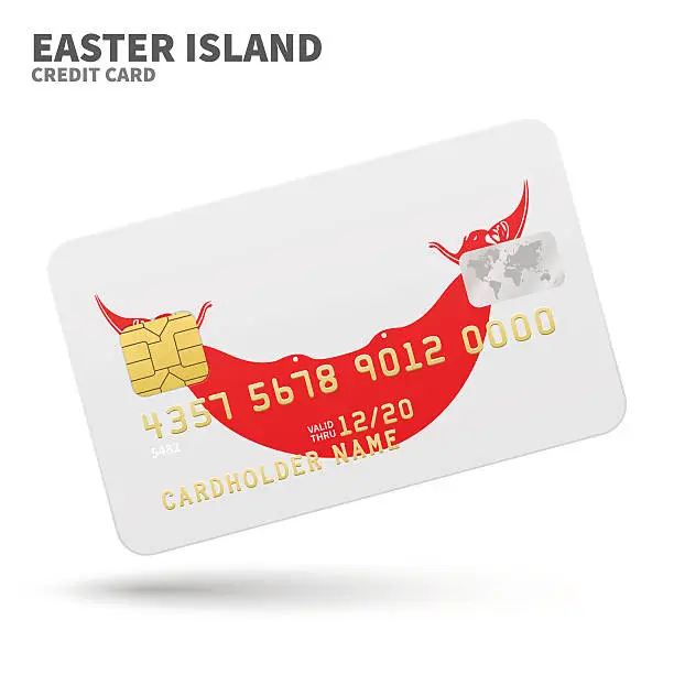 Vector illustration of Credit card with Easter Island flag background for bank, presentations