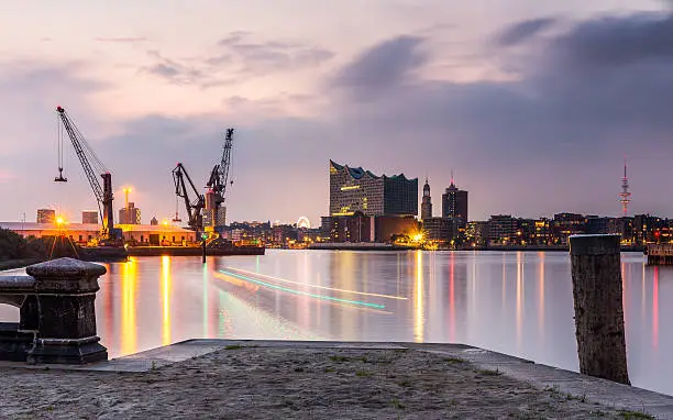 Hamburg (germany) skyline with landmarks.