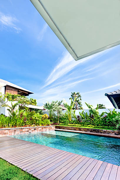 istock Looking through the wooden path to the water pool 540194826