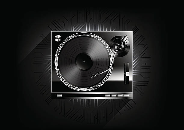 ilustrações de stock, clip art, desenhos animados e ícones de vinyl record player turntable on black with technology concept, vector - senior adult old obsolete dancing