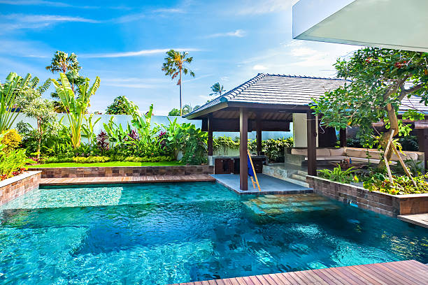 istock Colorful swimming pool with clear water in a hotel 540195744