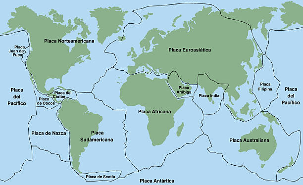 покрытие тектонику текст на испанском языке - continents globe continent tectonic stock illustrations