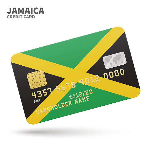 bildbanksillustrationer, clip art samt tecknat material och ikoner med credit card with jamaica flag background for bank, presentations and - welcome to jamaica