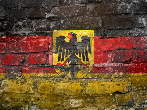 Flag of Germany painted on a grunge wall