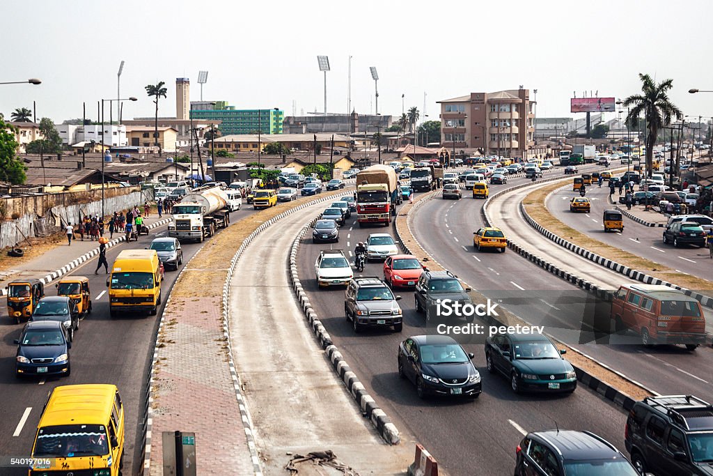 Busy streets of African city. Lagos, Nigeria. Busy streets of African city. Africa Stock Photo