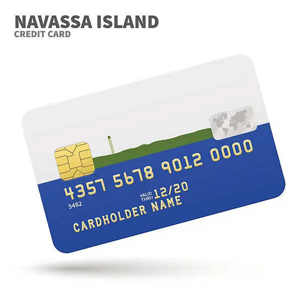 Vector illustration of Credit card with Navassa Island flag background for bank, presentations