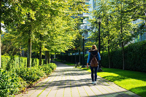 Girl in a park in a city