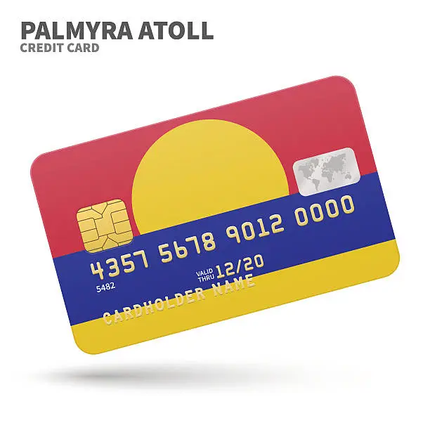 Vector illustration of Credit card with Palmyra Atoll flag background for bank, presentations