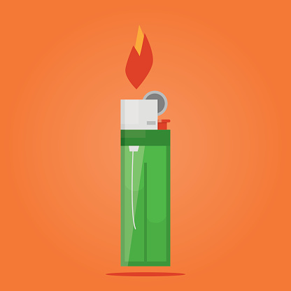 Modern vector illustration of lighters with fire