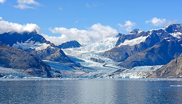 Maze of Glaciers Leading to the Sea Maze of the West Arm of the Columbia Glacier Leading to the Sea in Alaska chugach mountains photos stock pictures, royalty-free photos & images