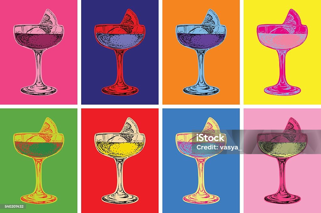 Ein Set von bunten Cocktails Vektor-Illustration - Lizenzfrei Andy Warhol Vektorgrafik