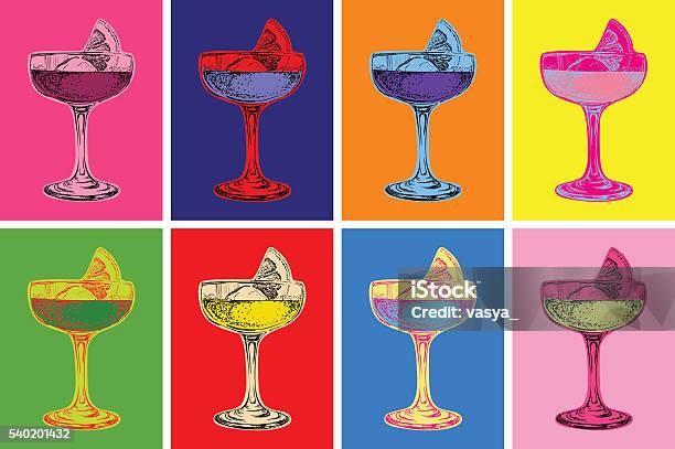 Ein Set Von Bunten Cocktails Vektorillustration Stock Vektor Art und mehr Bilder von Andy Warhol - Andy Warhol, Cocktail, Kunst
