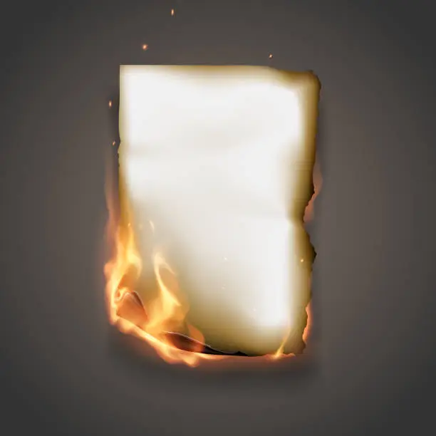 Vector illustration of Burning paper