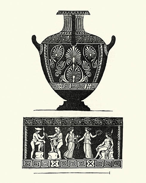 ilustrações, clipart, desenhos animados e ícones de urna de estilo grego clássico ou vaso - greek art