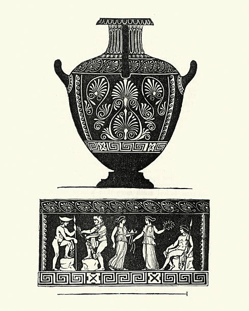 Classical greek style urn or vase Vintage engraving of a Classical greek style urn or vase greco stock illustrations