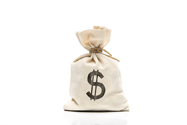 płótnie worek z symbol usd odizolowane na białym tle - money bag currency financial item bag zdjęcia i obrazy z banku zdjęć