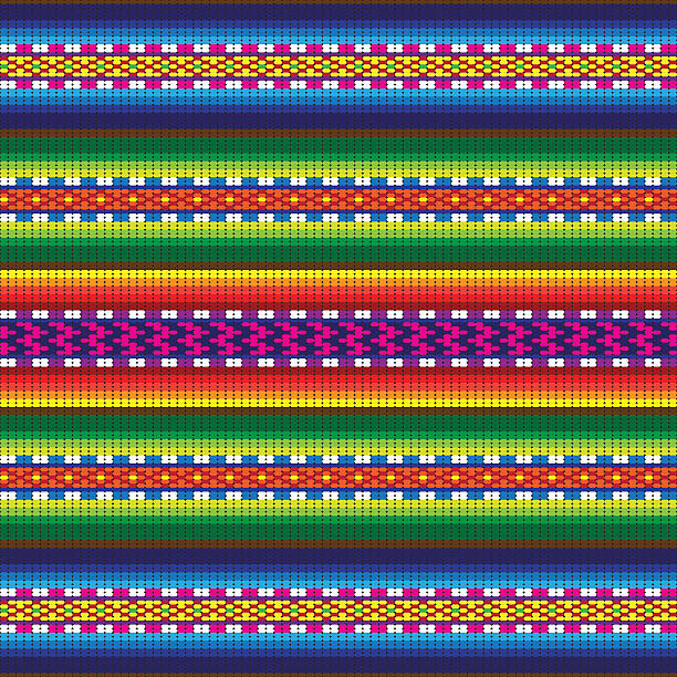 A typical Peruvian/Bolivian style piece of fabric woven out of brightly coloured threads. Pattern is seamless and can be tiled horizontally.