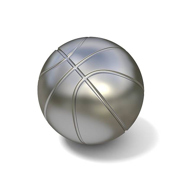istock Silver basketball ball isolated on white background. 3D 540210046