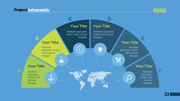 illustrazioni stock, clip art, cartoni animati e icone di tendenza di diagramma modello semicerchio slide - numero 6