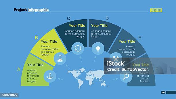 Semicircle Diagram Slide Template Stock Illustration - Download Image Now - Number 6, Infographic, Cross Section