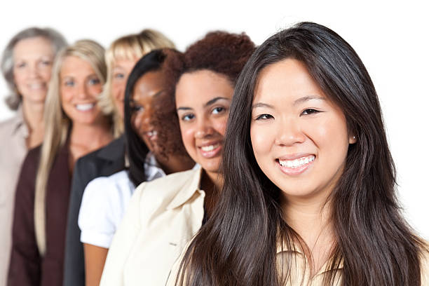istock Line of happy diverse women 540212232