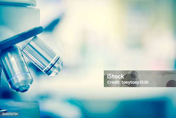 Wissenschaftler Mit Mikroskop In Einem Labor Stockfoto und mehr Bilder von Labor - Labor, Maschinenteil - Ausrüstung und Geräte, Biochemie