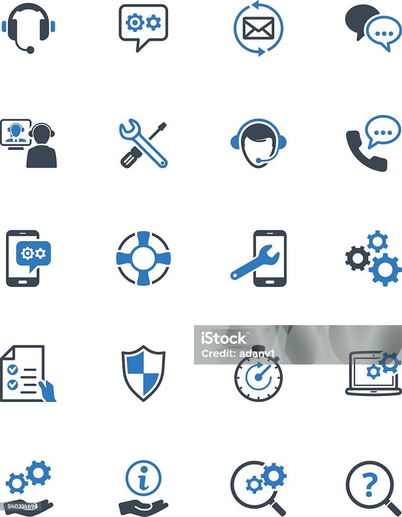 Technischer Support-Icons-Blue-Serie - Lizenzfrei Icon Vektorgrafik
