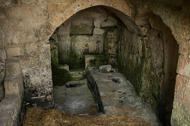 istock Ancient Cave Dwelling with bed in Matera 540216630