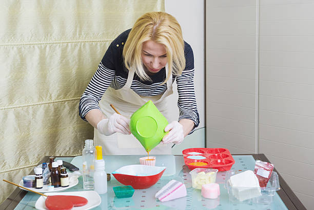 istock Processing of homemade soap production 540217770