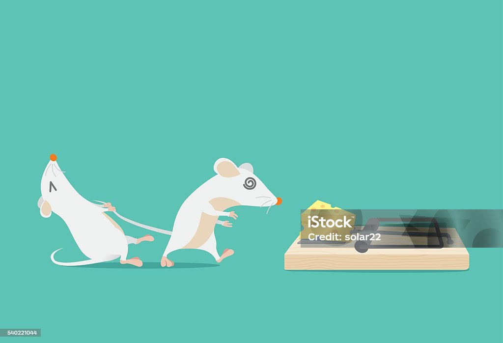 Rat try to stop friend to trapped because cheese. Rat try to stop friend to trapped because cheese. Ideal for illustration about business concept and consulting or other. Mousetrap stock vector