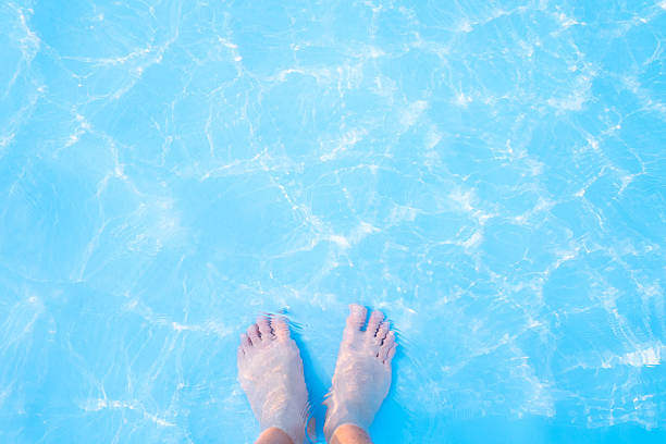 istock Barefoot and blue swimming pool 540221144