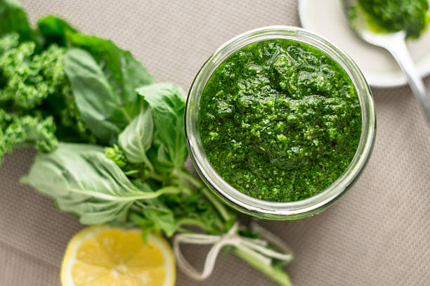 istock Basil pesto sauce with ingredients 540221938