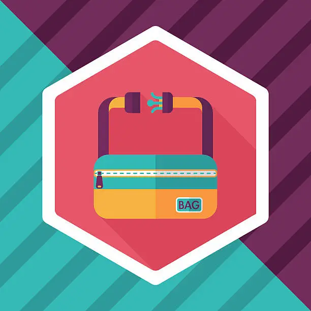 Vector illustration of travel bag, flat icon with long shadow