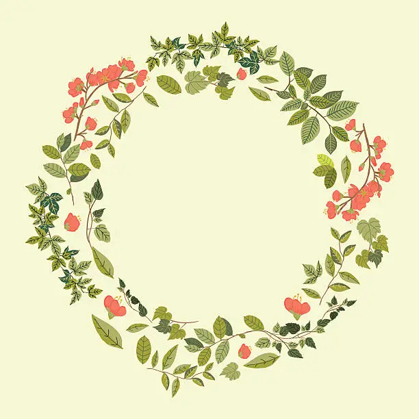 Vector illustration of Beautiful greeting card with floral wreath.