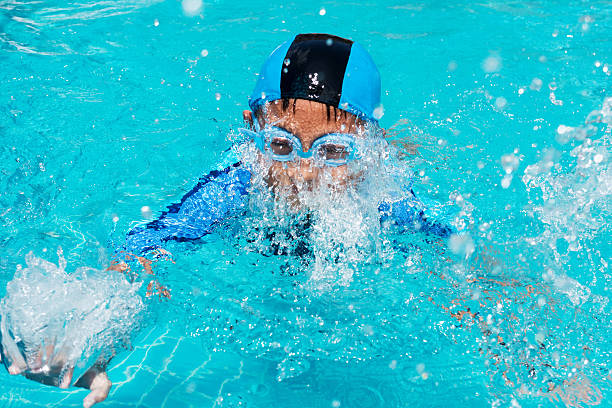 istock Young boy swimming in pool 540227440