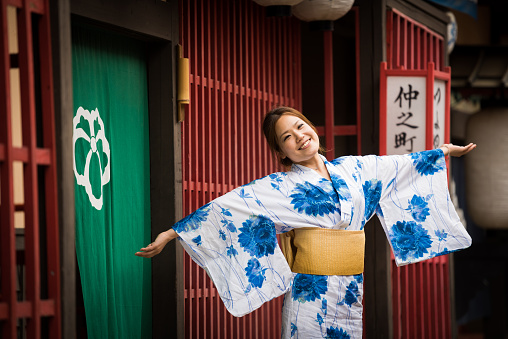 Japanese woman dressed in a traditional yukata